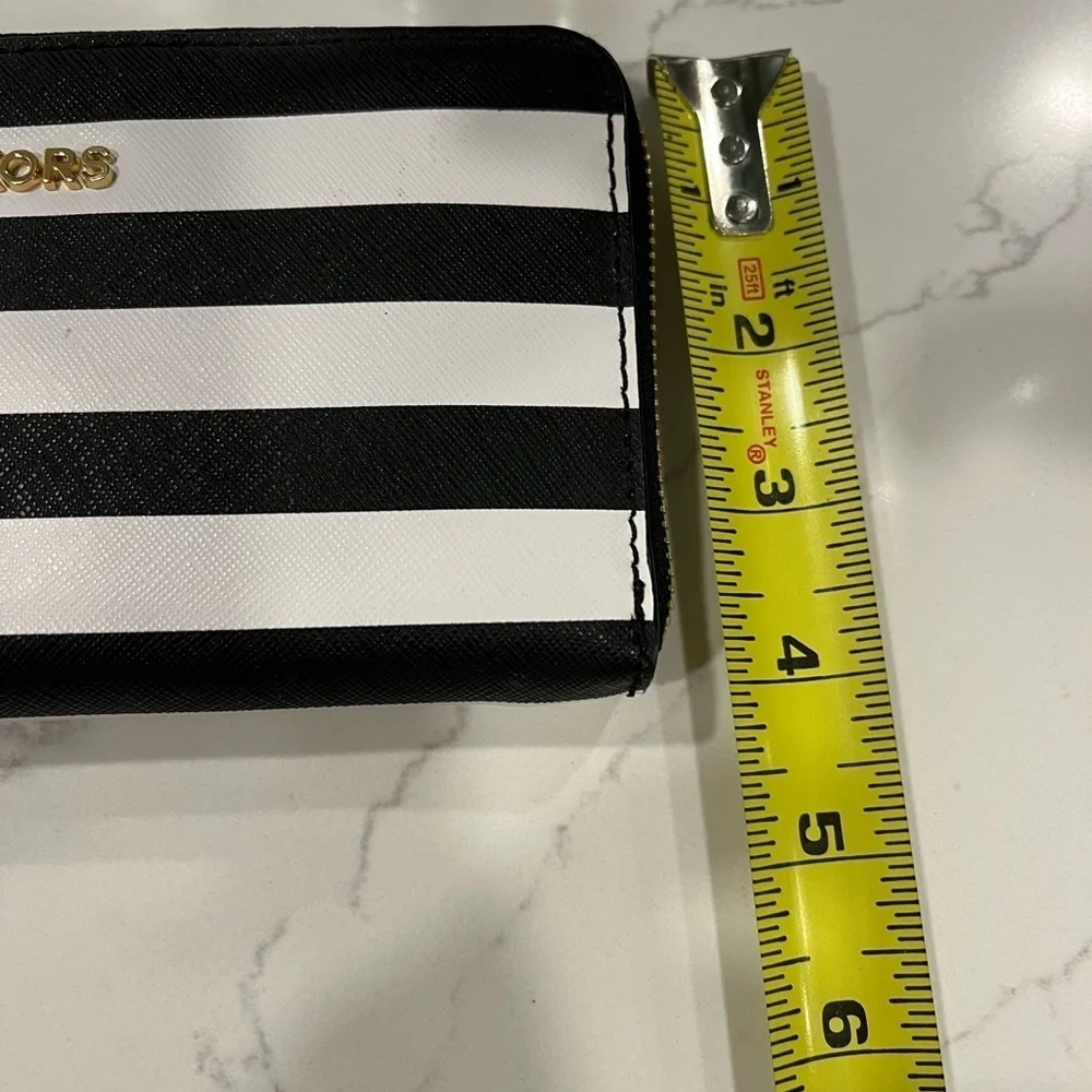 Michael Kors Black and White Striped Clutch Wallet (NEW)